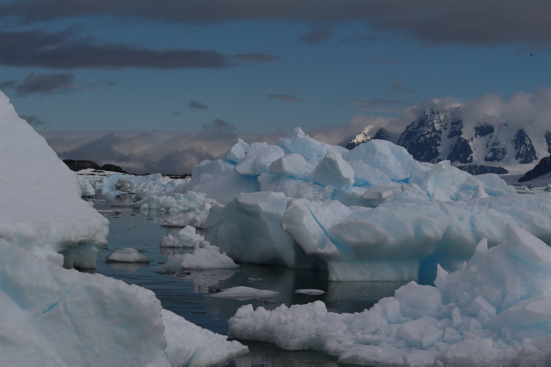 A snow covered mountain.