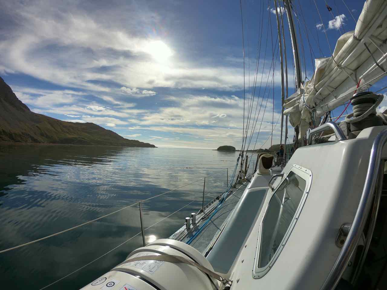 A boat that is floating in the water.