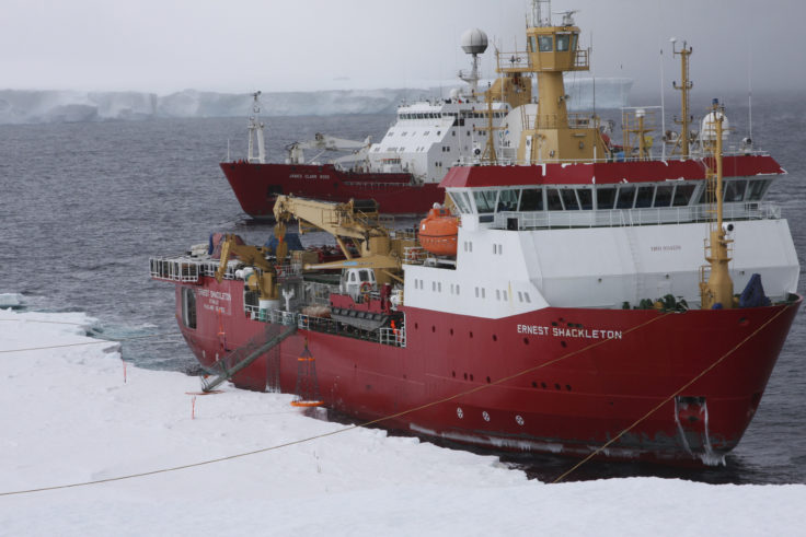 A large ship in the water.