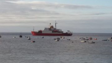 A small boat in a body of water.