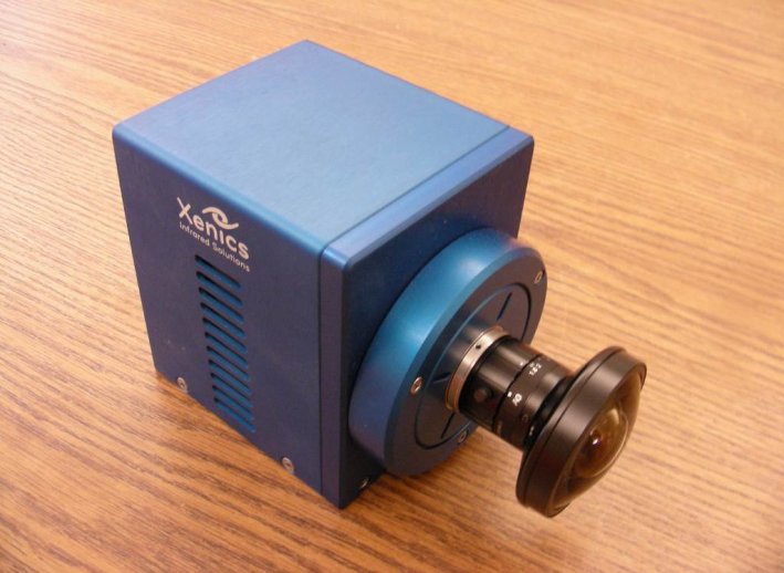 A box on a wooden table.