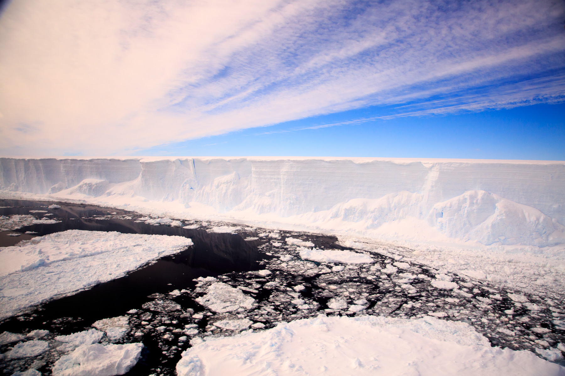 A view of a snow covered mountain.