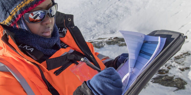 Estates undertaking a site survey at Signy Research Station