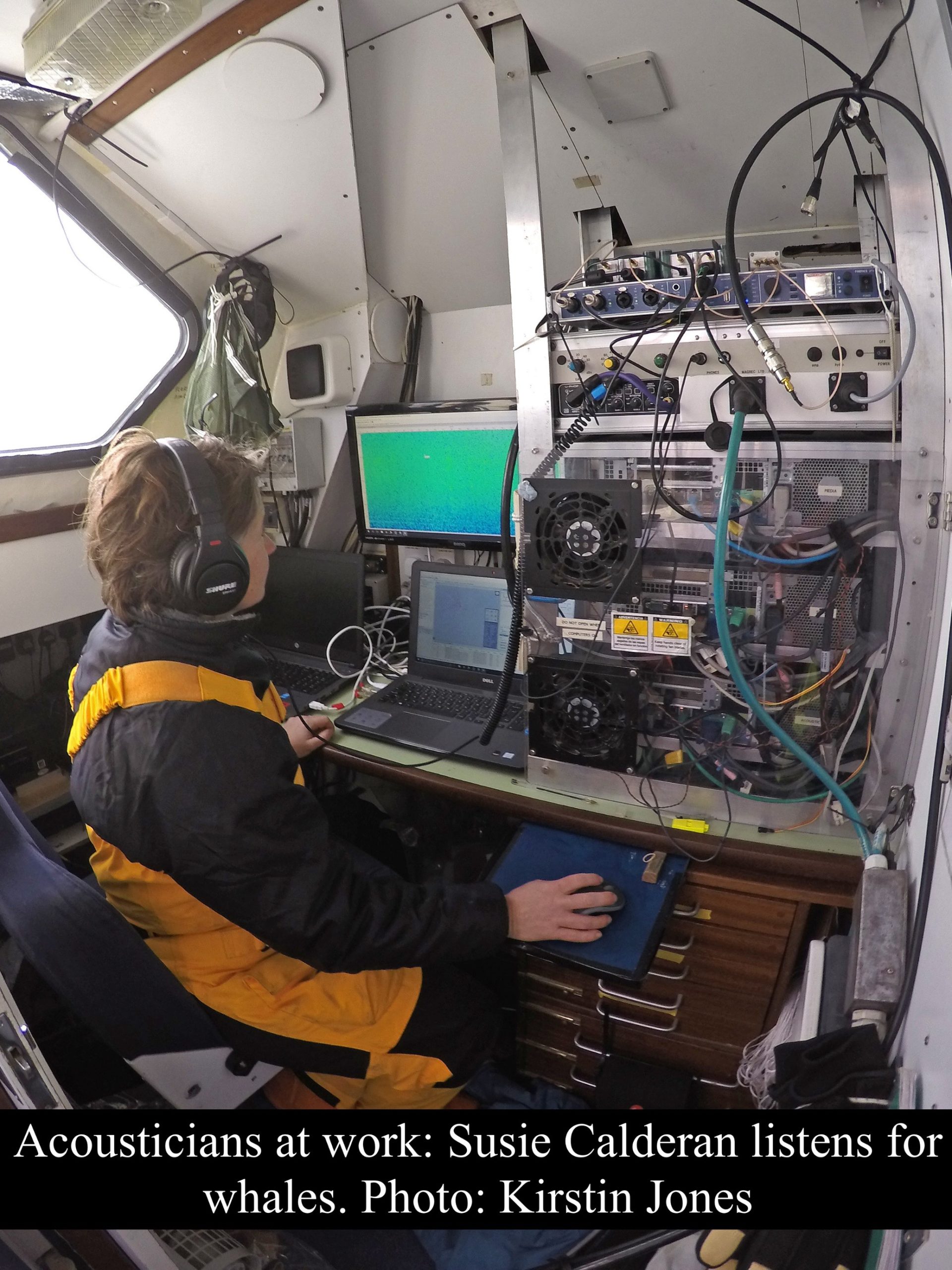 Susie Calderan Acoustician listening for whale calls