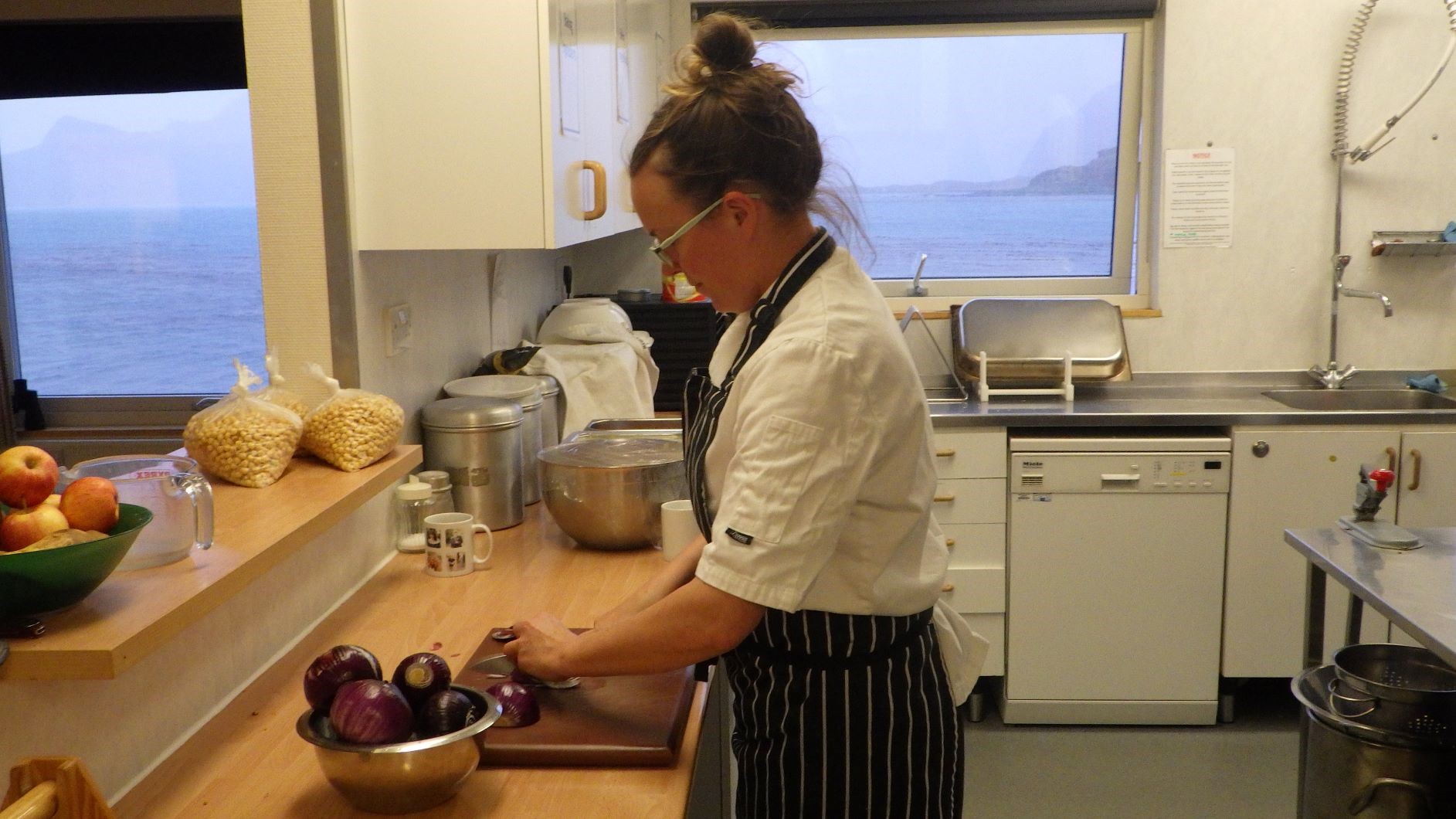 Chef Sarah Preparing Dinner at King Edward Point Research Station