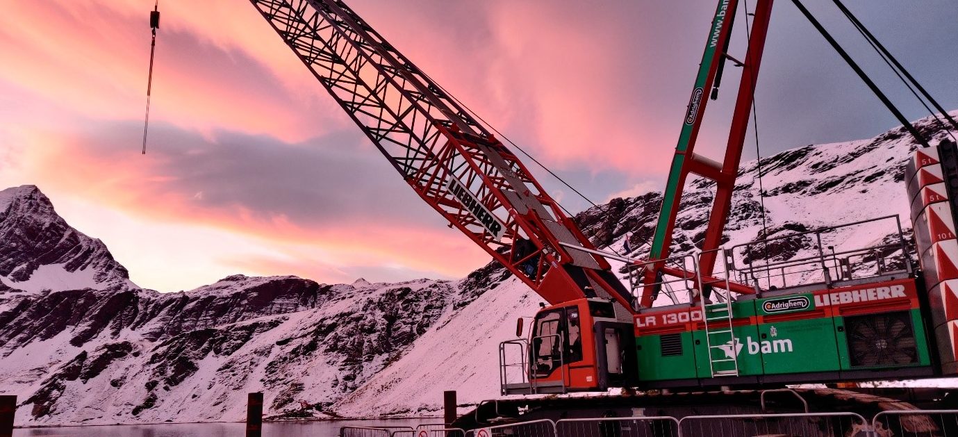 Crane in the Sunset, Positioned to Build the Mooring Dolphin. Credit: William Jones