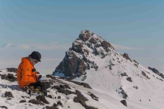 Jo Johnson on fieldwork at Pope Glacier