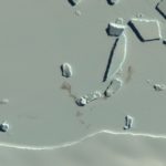 A satellite photo of an ice field