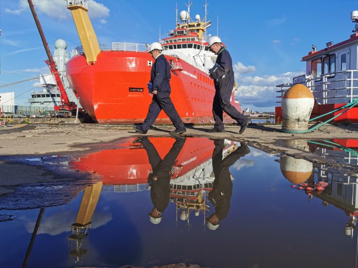 A large ship in a body of water