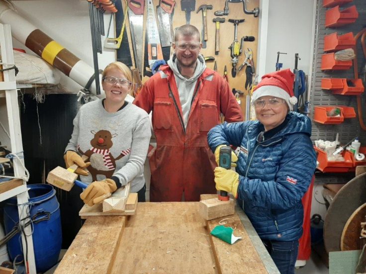 People woodworking onboard RRS James Clark Ross