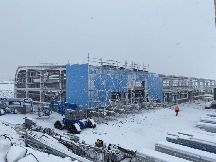 Building being constructed in Antarctica