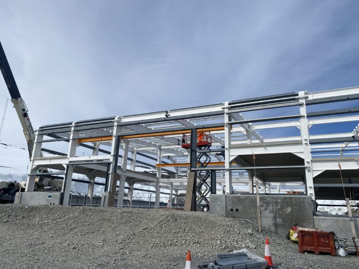 Steel frames being installed in ground