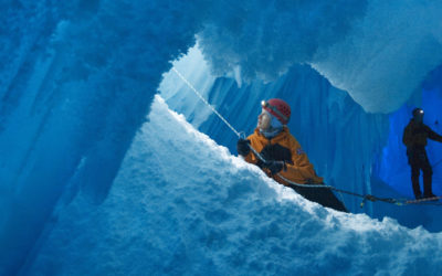 Field training close to Rothera Research Station. People in an ice cave.