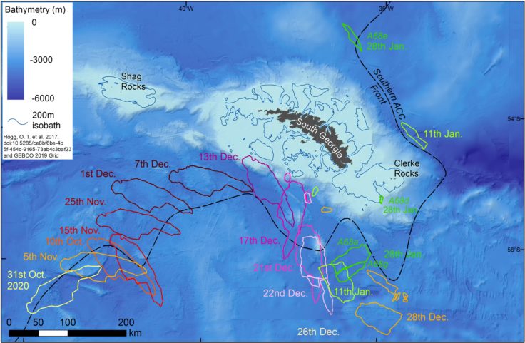 A68 iceberg map 29 January 2021