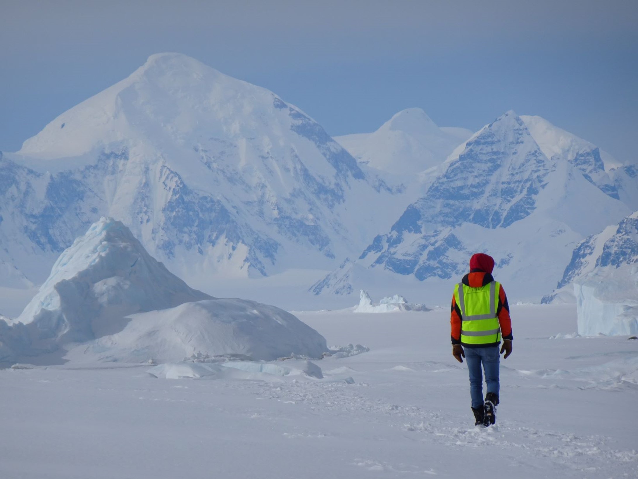 Photo of a man walking around Rothera Point