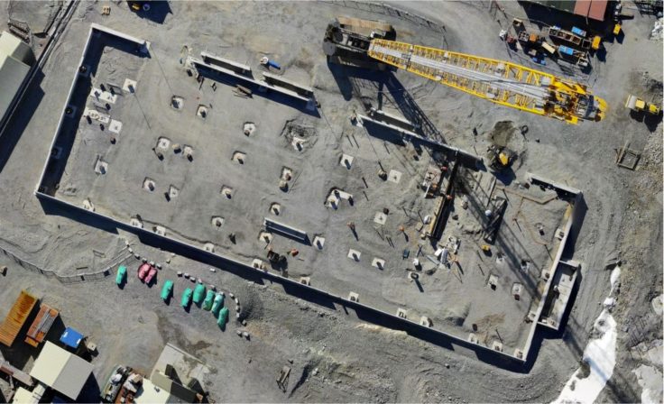 Aerial shot of the Discovery Building site at Rothera Research Station