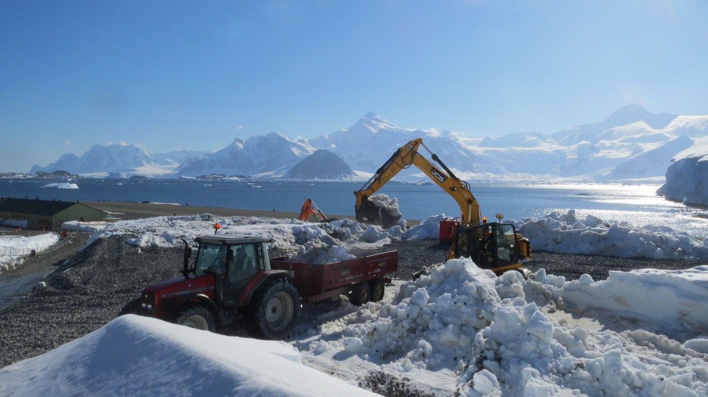 BAM diggers moving snow for the new Discovery Building