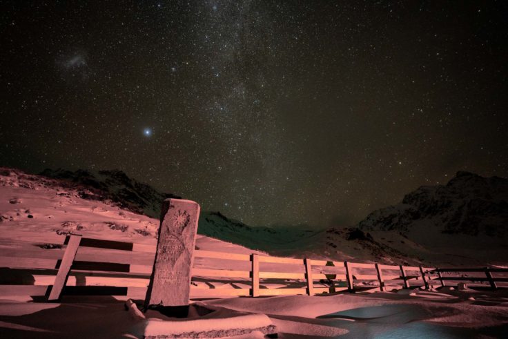 A sky view looking up at night