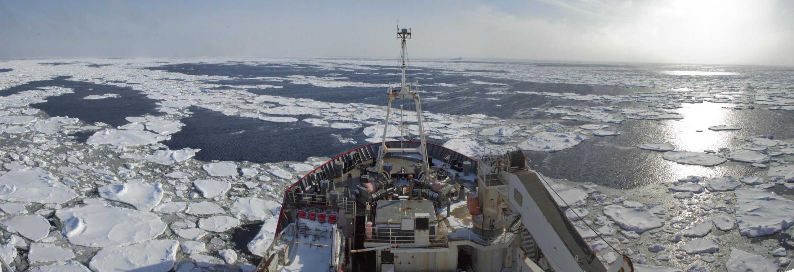 A large ship in the snow