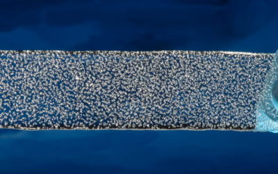 A close up of blue water