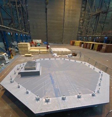 Mock-up of Communications Tower roof assembled at Teesport