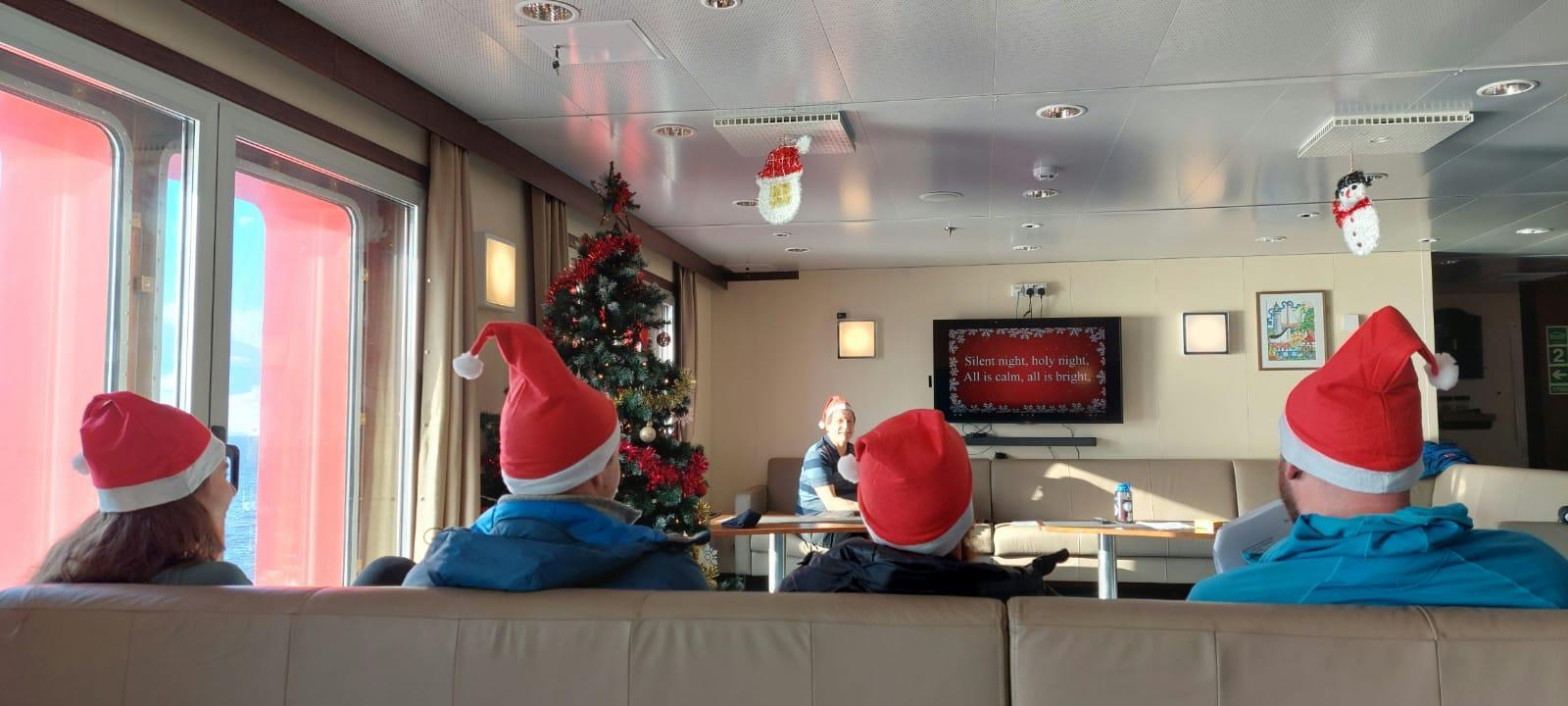 A person sitting in a living room