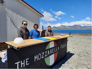 Fresh pizza at King Edward Point Research Station in South Georgia