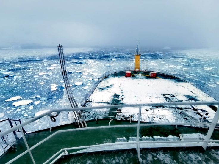 A large ship in a body of water