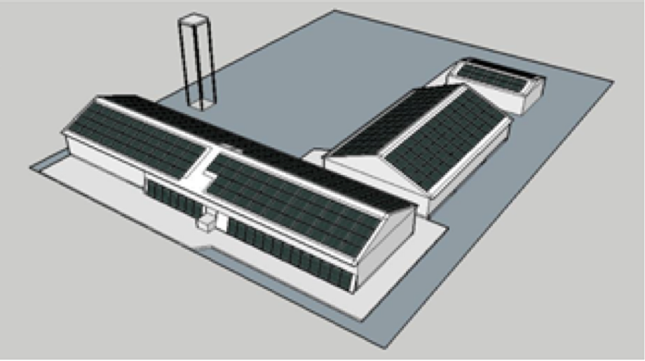 CAD drawing of the solar panel roof at a Research Station