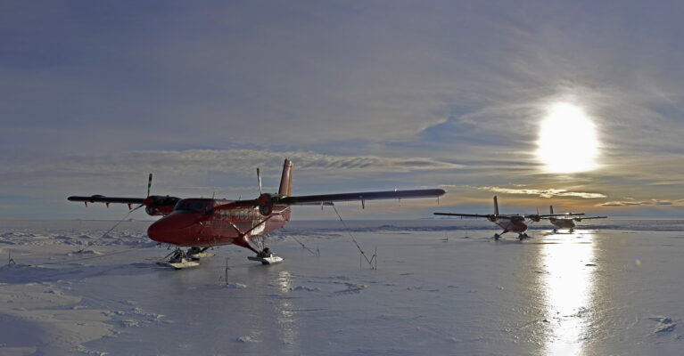 Twin Otter aircraft at Sky Blu in Antarctica