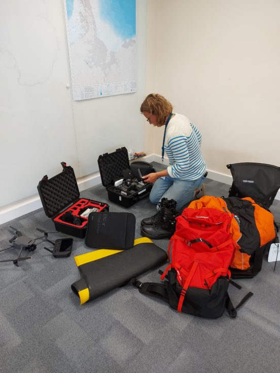 Packing for fieldwork as part of the Walrus from Space project
