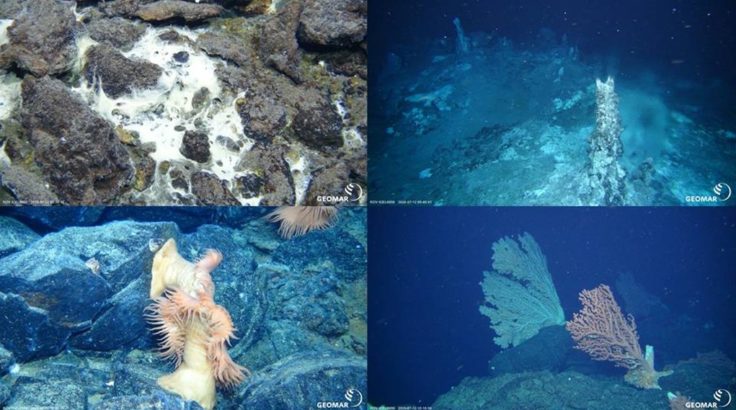 Underwater view of a rock