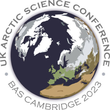 Antarctic Science Conference logo 2023 featuring a globe highlighting the polar regions and conference text around it