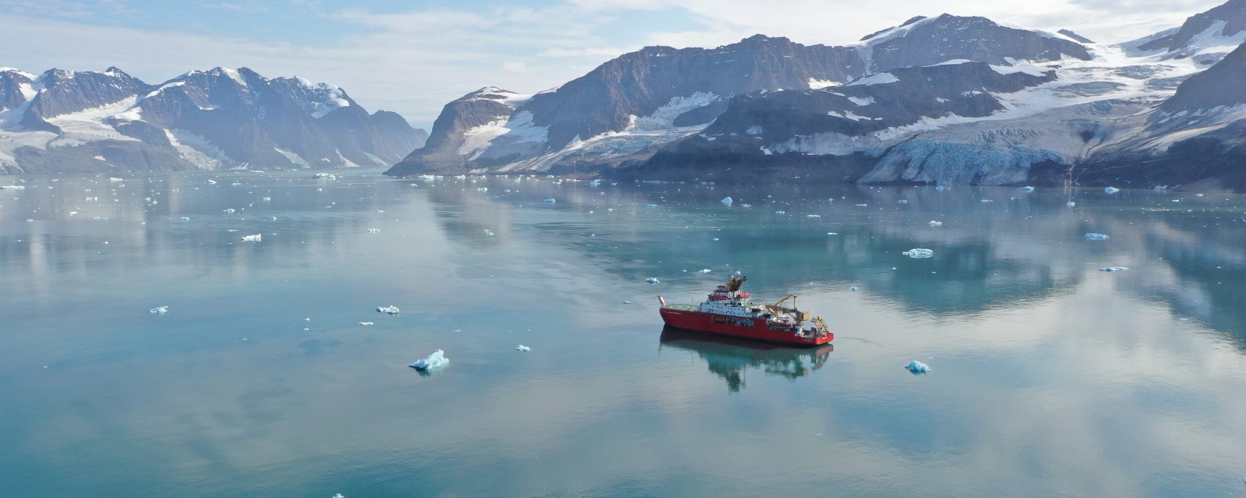 The RRS Sir David Attenborough sailing in Greenlandic waters
