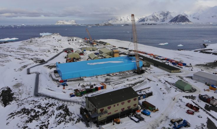 Discovery Building seen from the air at Rothera Research Station, Antarctica