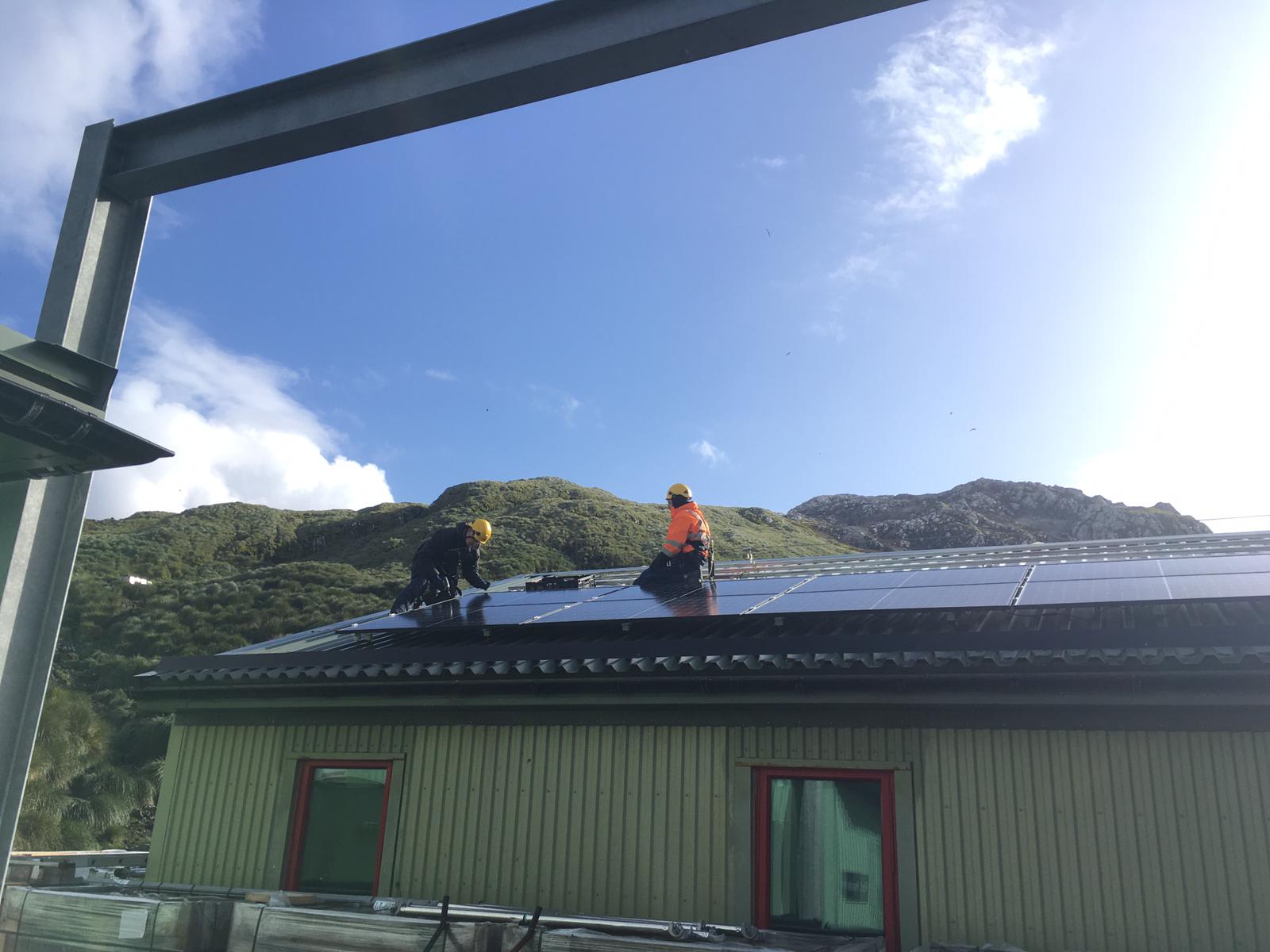 New solar panels being installed at Bird Island Research Station
