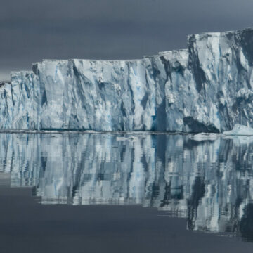 A large mountain in the background