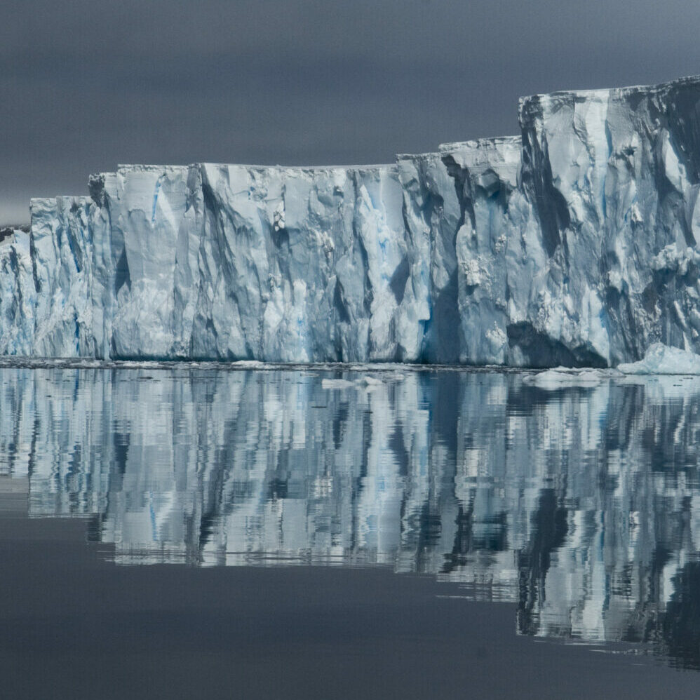 A large mountain in the background