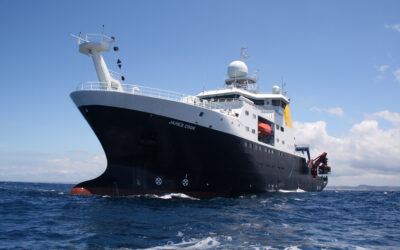 Photo of the James Cook research ship out at sea