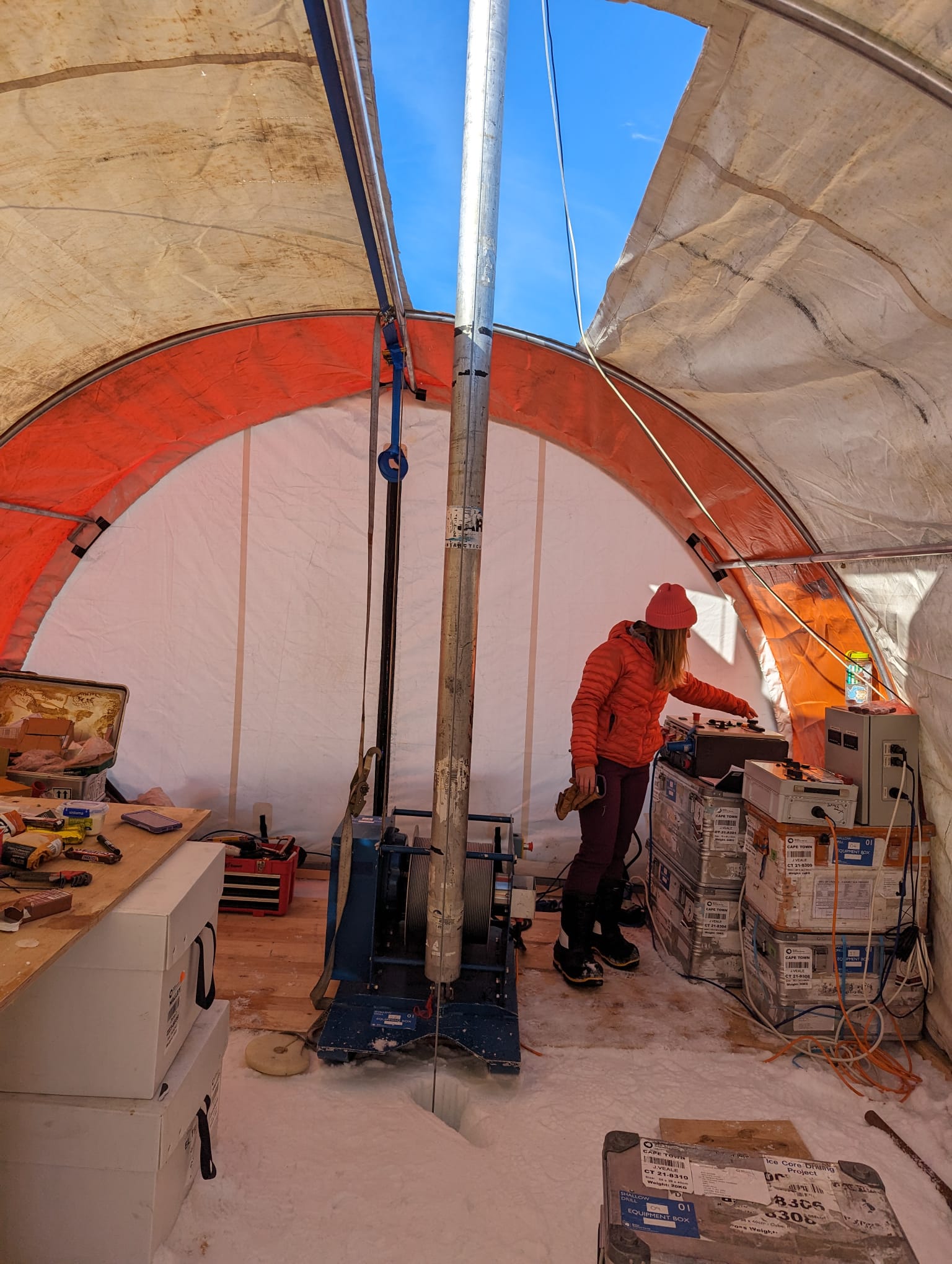 A person in a large tent