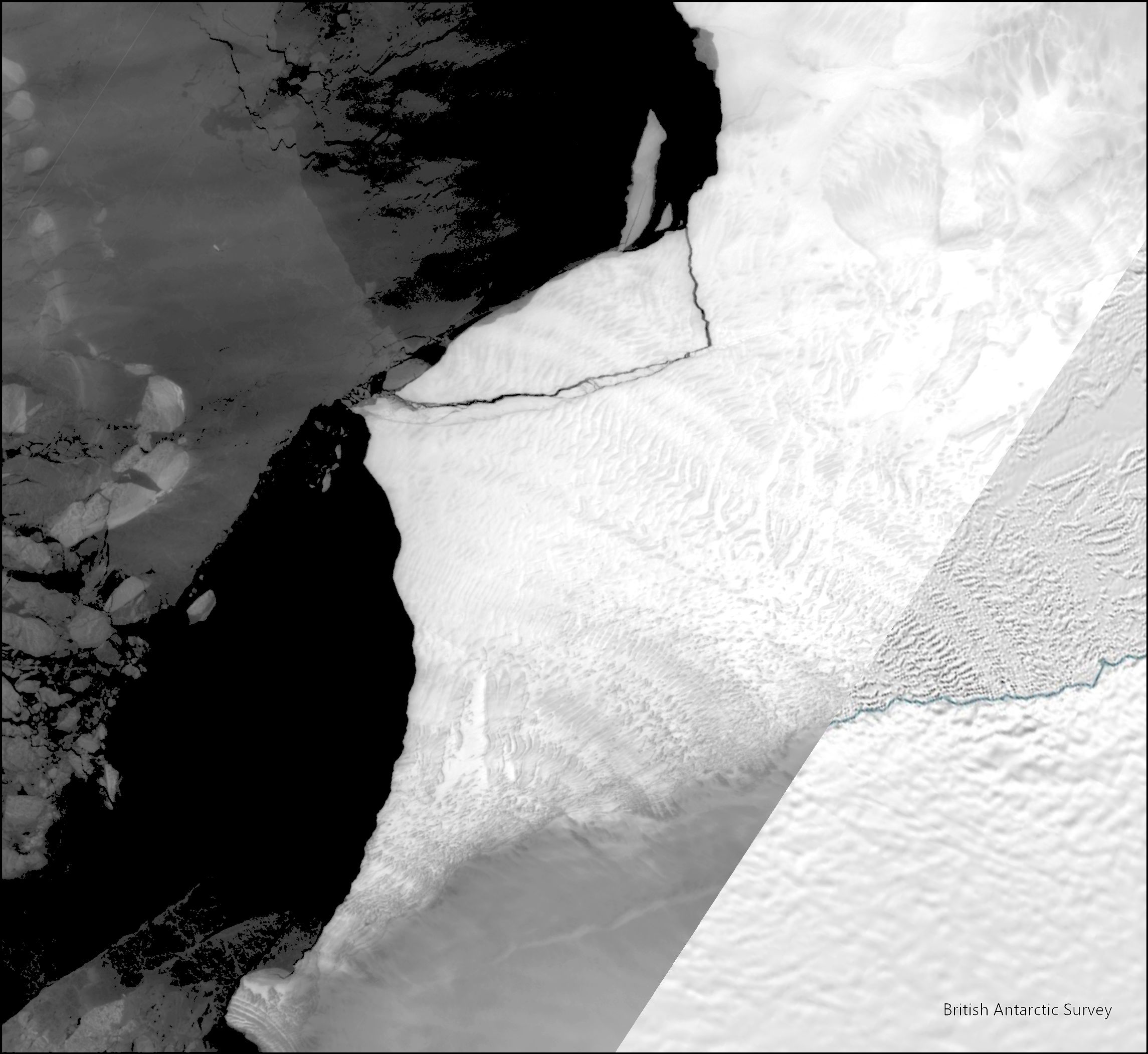 Brunt Ice Shelf in Antarctica calves new iceberg British Antarctic Survey