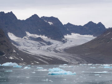 A close up of a snow covered mountain