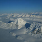 A view of a snow covered mountain