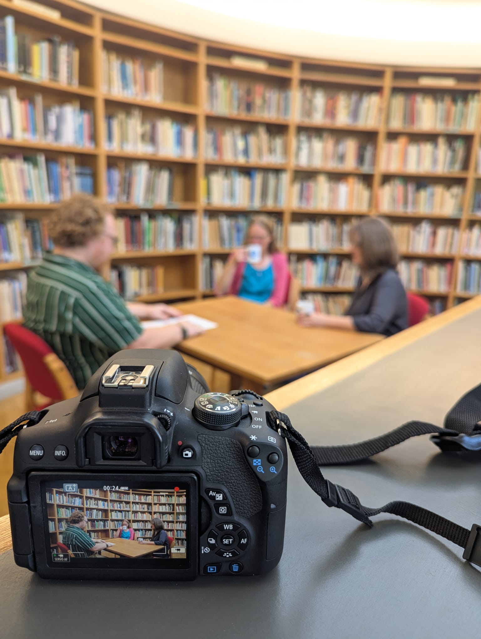 A close up of a book shelf