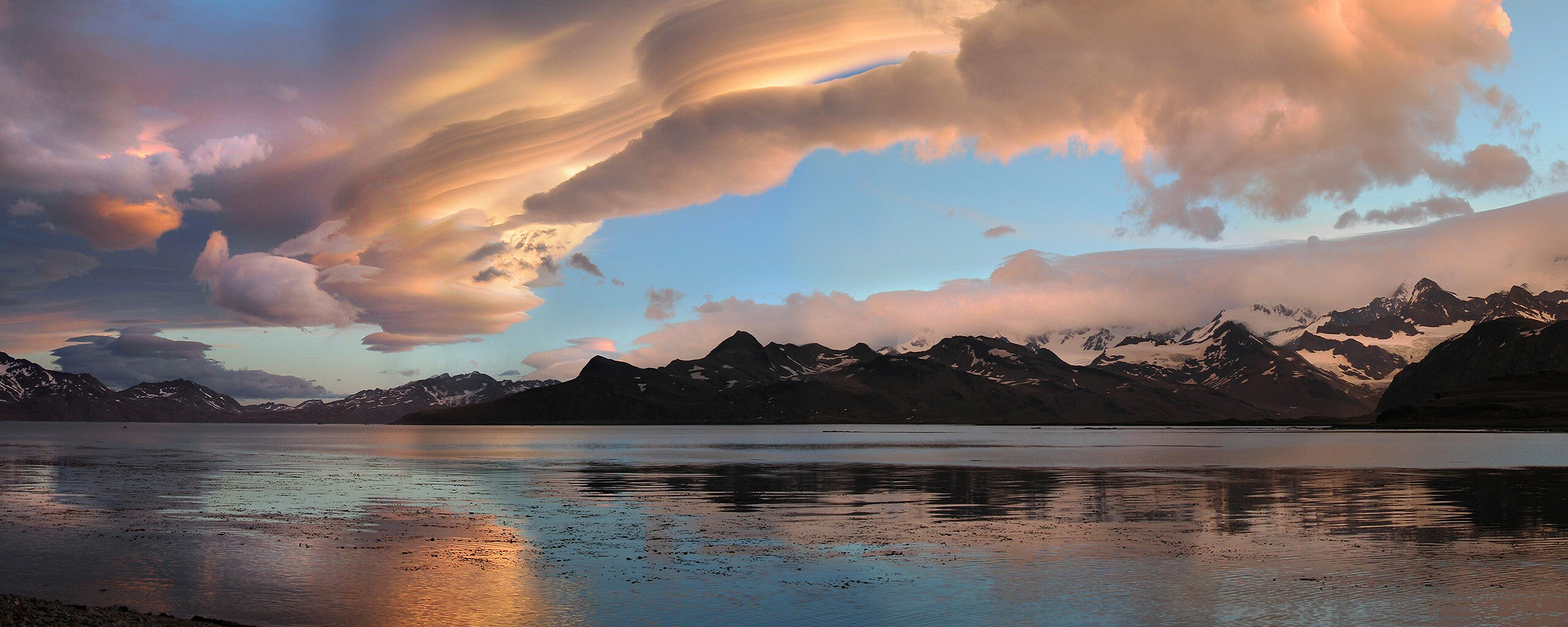 Lenticular clouds above South Georgia