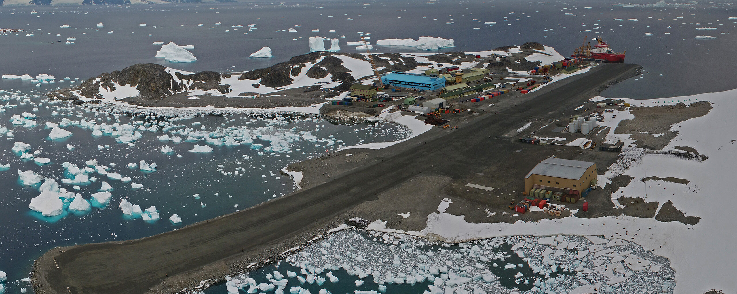 A panorama of Rothera Research Station photographed from a UAV.