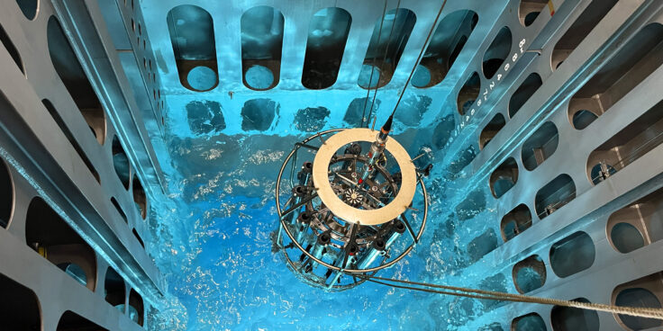 CTD frame test deployment via the moon pool on RRS Sir David Attenborough