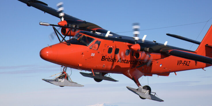 A twin otter aircraft doing airborne science
