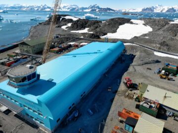The Discovery Building at Rothera Research Station, Antarctica.