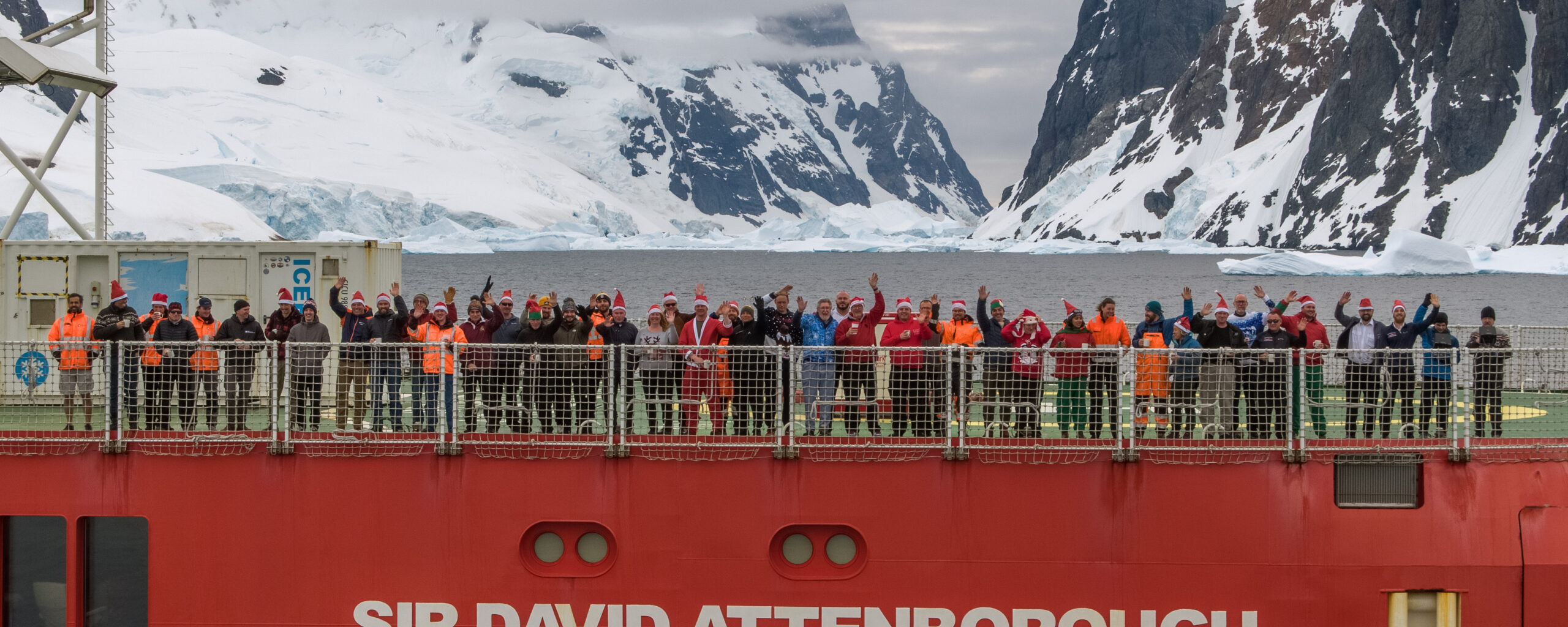 A ship on the side of a snow covered mountain